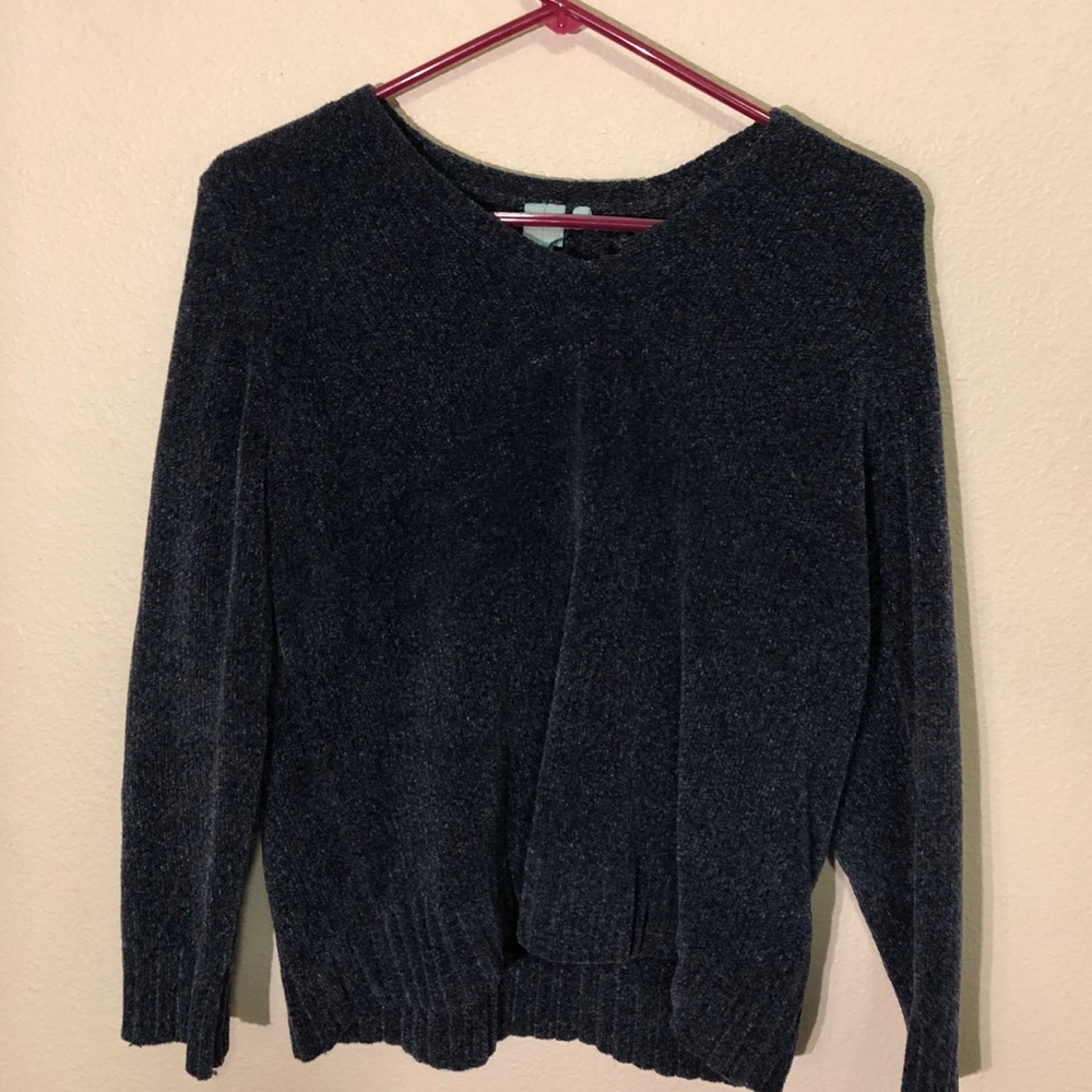 blue v-neck sweater